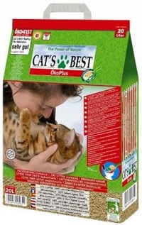 Podstielka pre mačky Cat's Best Öko Plus – 20 l / 8,6 kg, prírodná hrudkujúca podstielka na báze dreva pre mačky 2