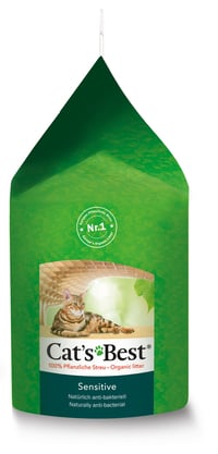 Cat's Best Sensitive biljni pijesak za mačke od aktivnih drvenih vlakana, snažno se grudva i antibakterijski je, za osjetljive mačke, 2,9 kg / 8 l 2