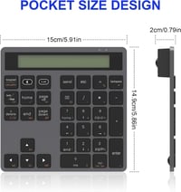 CATECK Bluetooth és 2.4G Numerikus Billentyűzet - 34 Gombos Számpad Beépített Számológéppel - Vezeték Nélküli Vékony Numpad MacBook, Windows 7