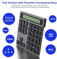 CATECK Bluetooth és 2.4G Numerikus Billentyűzet - 34 Gombos Számpad Beépített Számológéppel - Vezeték Nélküli Vékony Numpad MacBook, Windows 5