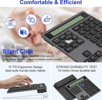 CATECK Bluetooth és 2.4G Numerikus Billentyűzet - 34 Gombos Számpad Beépített Számológéppel - Vezeték Nélküli Vékony Numpad MacBook, Windows 4