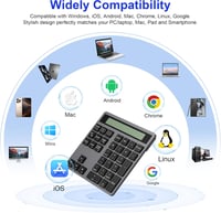CATECK Bluetooth és 2.4G Numerikus Billentyűzet - 34 Gombos Számpad Beépített Számológéppel - Vezeték Nélküli Vékony Numpad MacBook, Windows 6