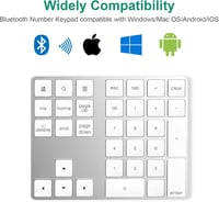 CATECK Bluetooth Numerikus Billentyűzet - 34 Gombos Vezeték Nélküli Számpad, Újratölthető, MacBook, Windows, iPad Kompatibilis, Fehér 2