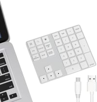 CATECK Bluetooth Numerikus Billentyűzet - 34 Gombos Vezeték Nélküli Számpad, Újratölthető, MacBook, Windows, iPad Kompatibilis, Fehér 1