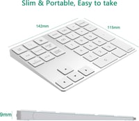 CATECK Bluetooth Numerikus Billentyűzet - 34 Gombos Vezeték Nélküli Számpad, Újratölthető, MacBook, Windows, iPad Kompatibilis, Fehér 6