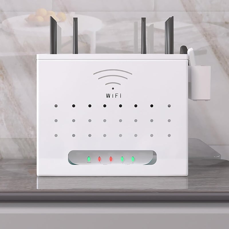 Catekro WiFi Router Polc Fehér - Összecsukható Tárolódoboz, Elegáns Szobadekoráció