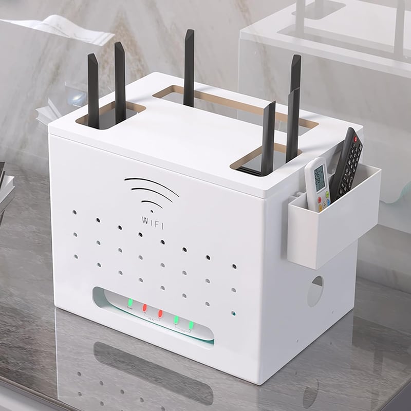 Catekro WiFi Router Polc Fehér - Összecsukható Tárolódoboz, Elegáns Szobadekoráció