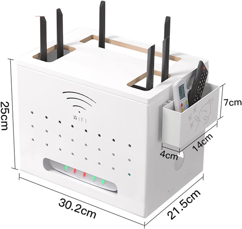 Catekro WiFi Router Polc Fehér - Összecsukható Tárolódoboz, Elegáns Szobadekoráció