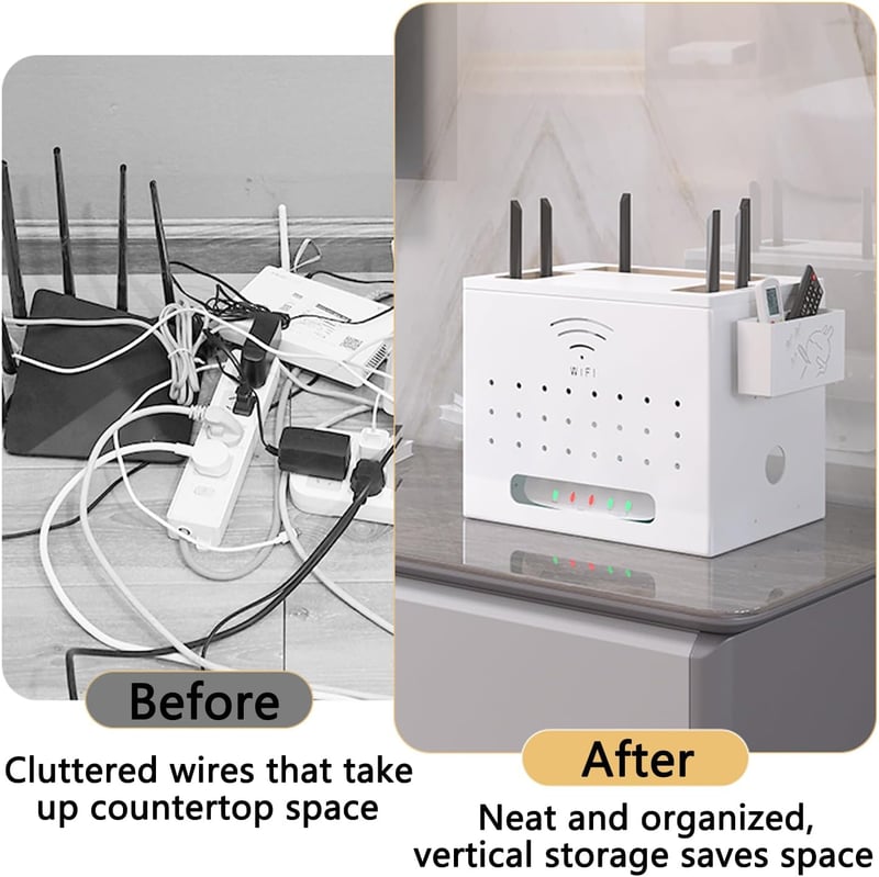 Catekro WiFi Router Polc Fehér - Összecsukható Tárolódoboz, Elegáns Szobadekoráció