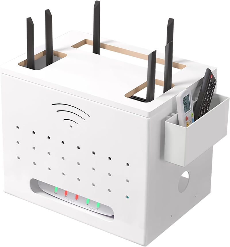 Catekro WiFi Router Polc Fehér - Összecsukható Tárolódoboz, Elegáns Szobadekoráció