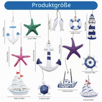 CATELL 13-dielna sada námorných závesných dekorácií: kotva, hviezdica, záchranné koleso, ryba, maják — miestami ošúchané (stav: pozri 2. obrázok) 3