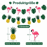 Set 2 Bannere Catelves Hawaii, Decorațiuni Petrecere Aloha, Ghirlandă cu Flamingo, Ananas și Frunze pentru Petreceri Tematice de Vară, Plajă și Hawaii 2