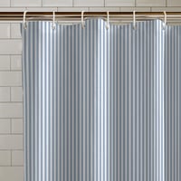 Sprchový záves Catherine Lansfield Timeless Stripe modrý 180x180 cm s pruhovaným vzorom, dekorácia do kúpeľne 1