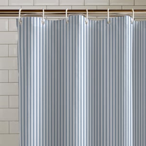 Catherine Lansfield Timeless Stripe zavjesa za tuš plava 180x180 cm s prugastim uzorkom za dekoraciju kupaonice