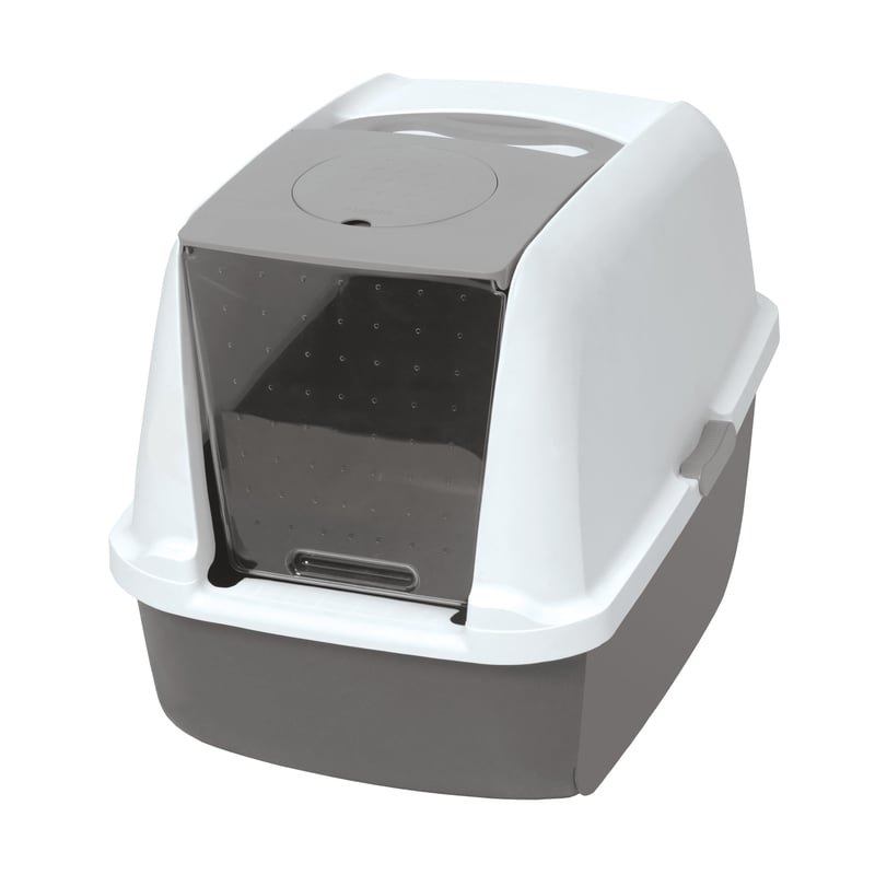 Catit Zatvoreni WC za mačke s poklopcem, sivi - 57x46,5x39 cm, kućica za mačke