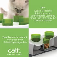 Catit Senses 2.0 Digger Interaktivna hranilica - Interaktivna igračka i dozator za mačke, bijelo-zelena 5