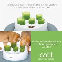 Catit Senses 2.0 Digger Interaktivna hranilica - Interaktivna igračka i dozator za mačke, bijelo-zelena 4