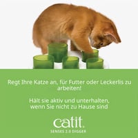 Catit Senses 2.0 Digger Interaktivna hranilica - Interaktivna igračka i dozator za mačke, bijelo-zelena 3