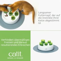 Catit Senses 2.0 Digger Interaktivna hranilica - Interaktivna igračka i dozator za mačke, bijelo-zelena 2