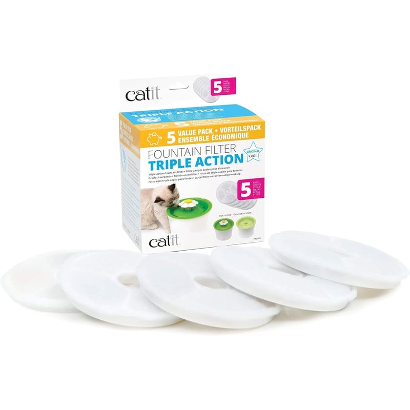 Catit Triple Action filter pre kvetinovú fontánu, biely, 5-balenie