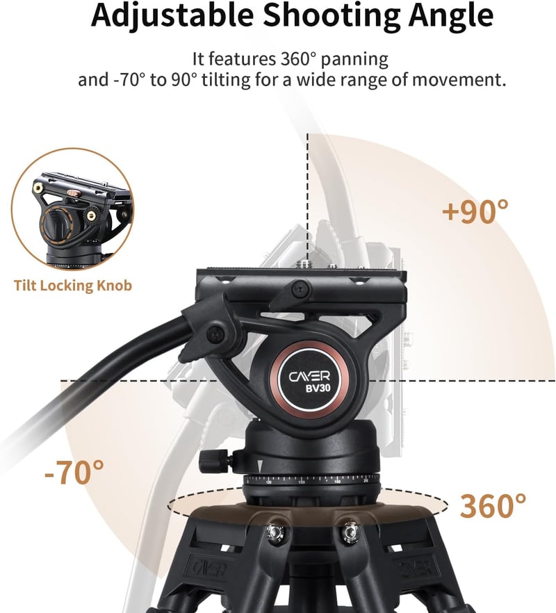 Cayer BV30 alumínium videó tripod 360° folyadék fejjel, DSLR kamerához