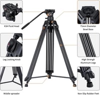 Cayer BV30 alumínium videó tripod 360° folyadék fejjel, DSLR kamerához 4