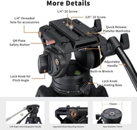 Cayer BV30 alumínium videó tripod 360° folyadék fejjel, DSLR kamerához 3