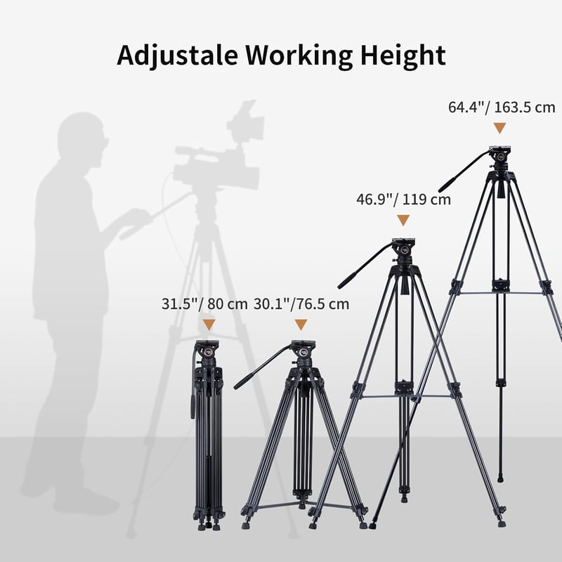 Cayer BV30 alumínium videó tripod 360° folyadék fejjel, DSLR kamerához