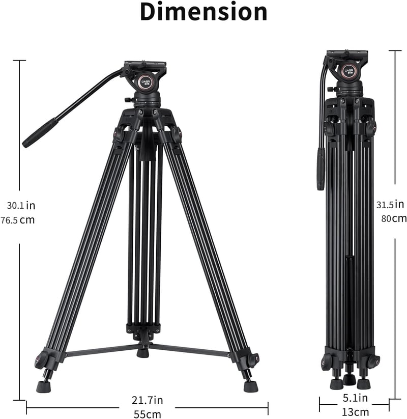 Cayer BV30 alumínium videó tripod 360° folyadék fejjel, DSLR kamerához