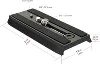 Cayer QR120 Csúszó Gyorsrögzítő Lemez 1/4"-20 & 3/8" Csavarokkal Manfrotto 501HDV 503HDV 701HDV Állványfejekhez 2