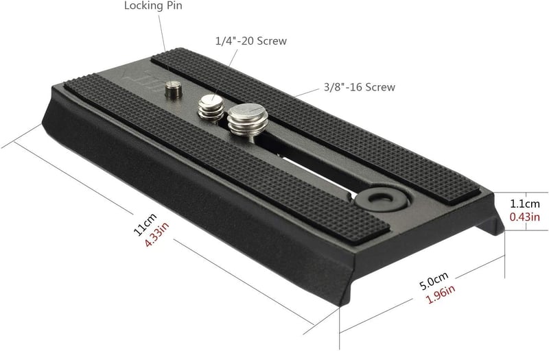 Cayer QR120 Csúszó Gyorsrögzítő Lemez 1/4"-20 & 3/8" Csavarokkal Manfrotto 501HDV 503HDV 701HDV Állványfejekhez