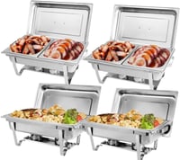 CAZACHEF Rozsdamentes Melegentartó Tál Szett 4 db Buffet Parti Esküvő Étterem 1