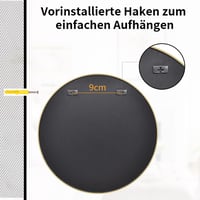 Koonmi 50cm Arany Kerek Tükör Alumínium Kerettel - Fürdőszobába, Nappaliba 5