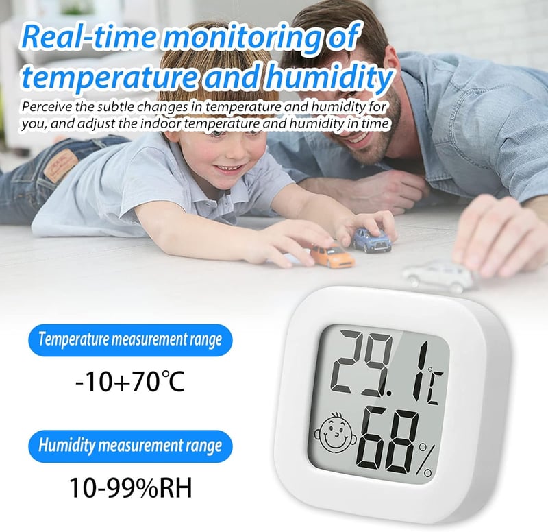 RUIZHI 5db-os Mini Digitális Hőmérő és Páramérő Szett LCD Kijelzővel, Otthoni és Irodai Használatra