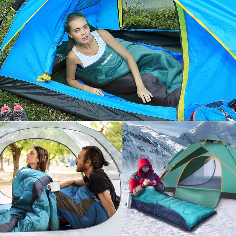 RISEPRO Múmia Hálózsák 3-4 Évszakos Használatra - Vízálló Poliészter, Flanell Bélés, -5°C-15°C, Túrázáshoz, Kempingezéshez, 187x73cm