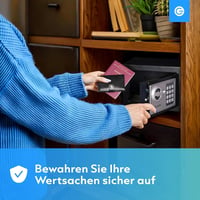 Silvergear Elektronikus Széf Otthonra - 3-8 Számjegyű Kóddal, 2 Kulccsal, Tűzálló Acél Páncélszekrény Pénz és Ékszer Biztonságos Tárolására, 4
