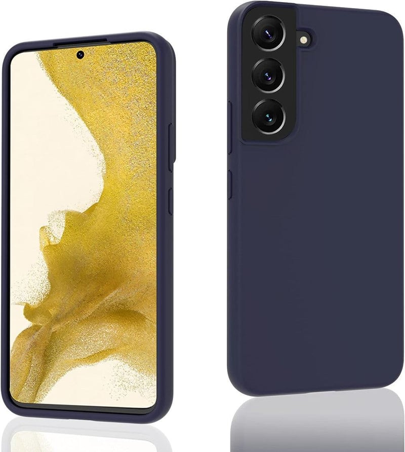 Samsung Galaxy S22 Plus védőtok - Ütésálló, sötétkék szilikon, mikroszálas béléssel