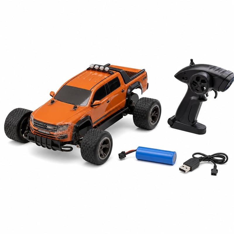 Mașină cu telecomandă Revell Control 24456 RC Truggy VW Amarok — defectă, funcționează parțial: nu virează la stânga (stare: vezi a doua fotografie)