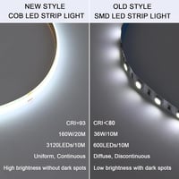 BENLUN COB LED Szalag 20m, 24V, 6000K Hideg Fehér, Öntapadós, 312 LED/m, CRI93, Vágható, Tápegységgel, Hálószoba Dekorációhoz 3