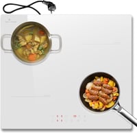 DELITEER Indukciós Főzőlap 4 Zónával, 59 cm Beépíthető, Fehér Kerámiaüveg, 3500W, 9 Teljesítményszint, Gyerekzár, Érintőgombos Vezérlés, 230 1