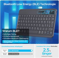 Emetok Német QWERTZ Bluetooth Billentyűzet iPad/iPhone/Android Készülékekhez, Nagyobb Billentyűkkel, Újratölthető, Ultravékony, Fekete 3