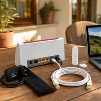 Routermentő csomag: 12 V-os univerzális tápegység + 4G LTE USB modem + 8 m CAT8 Ethernet-kábel 1