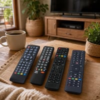 Sada ovládačov k dekodérom: 1x TCNOUMT + 1x Meliconi 4v1 + 1x Fuba TS9018HEVC + 1x CGV Premio Sat 1