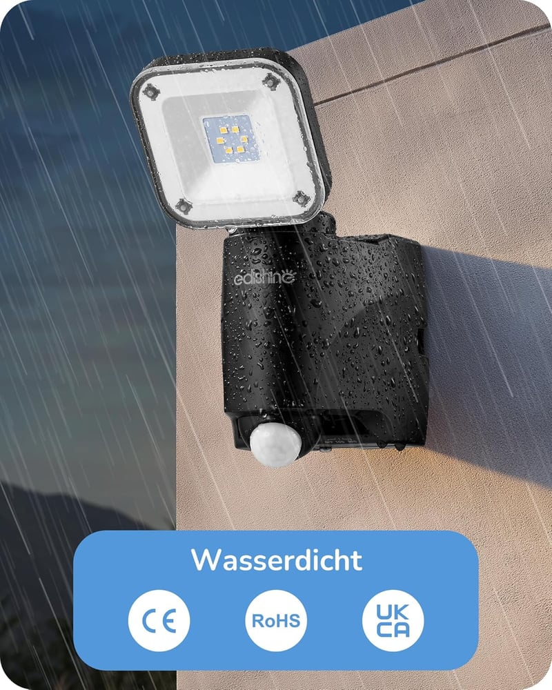 EDISHINE Elemes LED Reflektor Mozgásérzékelővel - 300 Lumen IP44 Vízálló Kültéri Spotlámpa, Állítható Fejjel, 6000K, Garázshoz, Kerthez

AI: