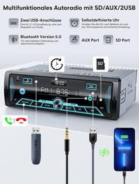 CAR Bluetooth autórádió 7 színű LCD kijelzővel, 4x65W, FM/AM/USB/AUX 6