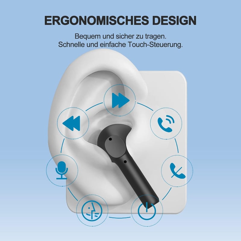 Bluetooth 5.3 Fülhallgató: HiFi Hangzás, 42 Órás Üzemidő, IPX8 Vízálló, iOS/Android