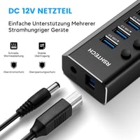 RSHTECH 13 portos USB 3.2 hub aktív tápegységgel, 10Gbps adatátvitel, alumínium 3