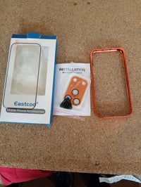 Husă tip bumper din metal Eastcoo pentru iPhone 17 Pro, portocalie, 6,3 inchi, ramă din aluminiu — folie de protecție a ecranului murdară (stare: vezi a 2-a imagine) 2