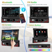 Podofo 1 DIN Autórádió 7" Kihajtható Érintőképernyővel - Bluetooth Kihangosító, FM Rádió, Tolatókamera, USB, Kormányvezérlés, Mirror Link 4