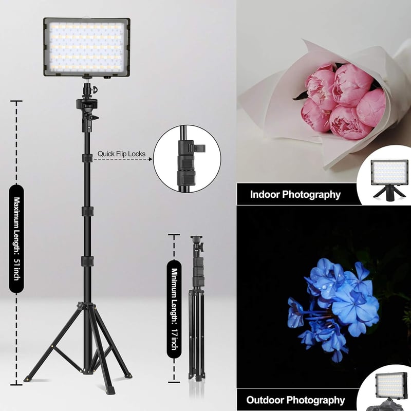 EMART RGB LED Videó Lámpa Szett - 5500K Állítható Fényerő, USB, Tripod Állvánnyal, Streaming, YouTube, Fotó Stúdió Világítás